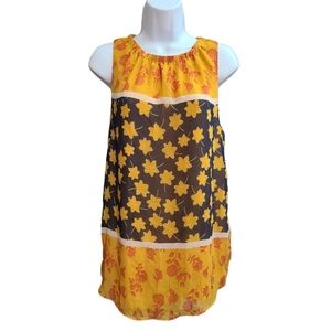 GIBSON LATIMER yellow mixed flower print top M